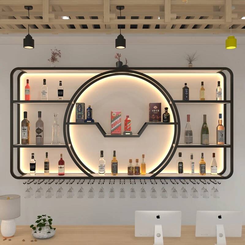 Home Bar Shelves - Wein-Nachtclub-Vitrine, Regale, platzsparender hoher Alkohol-Aufbewahrungsschrank, nordische