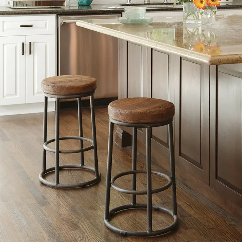 Home Bar Seating - Amerikanische Retro-Barhocker aus Eisen mit hohen