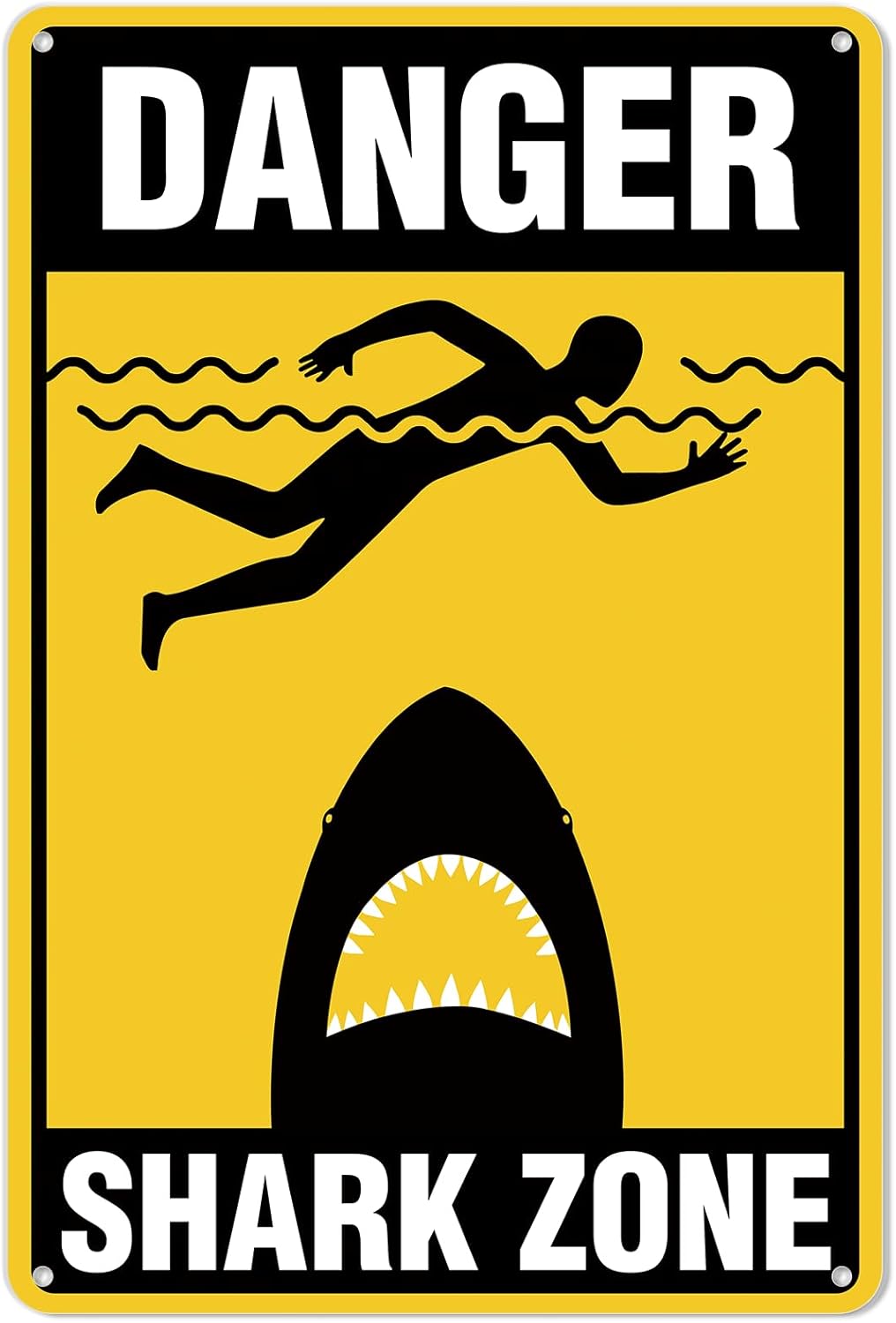 Home Bar And Coffee - Metall-Vintage-Blechschild „Danger Shark Zone“ für Zuhause,