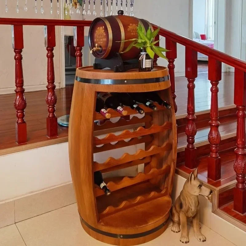 Home Bar Shelves - Massivholz Weinregal Eiche Fass Modellierung Kreative