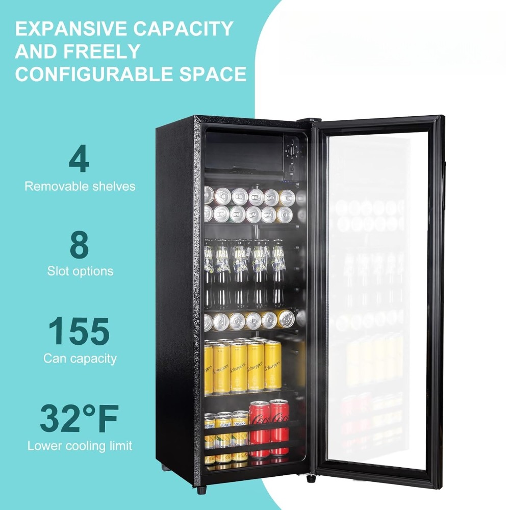 Home Bar And Fridge - 4,8 Cu.Ft Mini-Getränkekühlschrank, 155 Dosen Glaskühlschrank