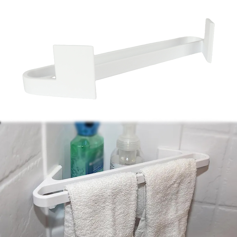 Home Bar Shelf - RV-Dusch-Eckregal mit doppeltem Handtuchhalter, perforiertes Kunststoff-Handtuchregal