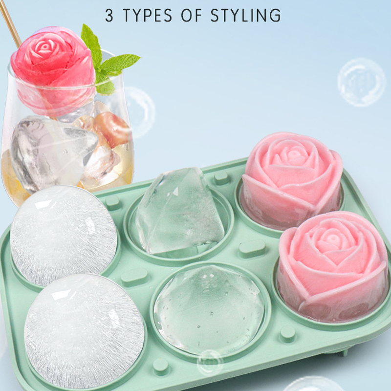 Ice Mold Sphere - 3D Rose Diamant Runde Eiswürfel Formen