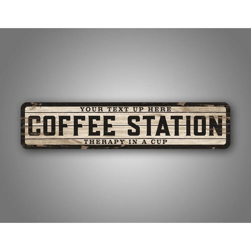 Home Bar And Coffee - Individuelles Text-Logo-Schild aus verwittertem Holz, 4x16