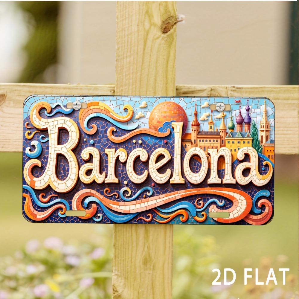 Home Barcelona - 2D Flaches Barcelona-Schild - Langlebig, Geeignet