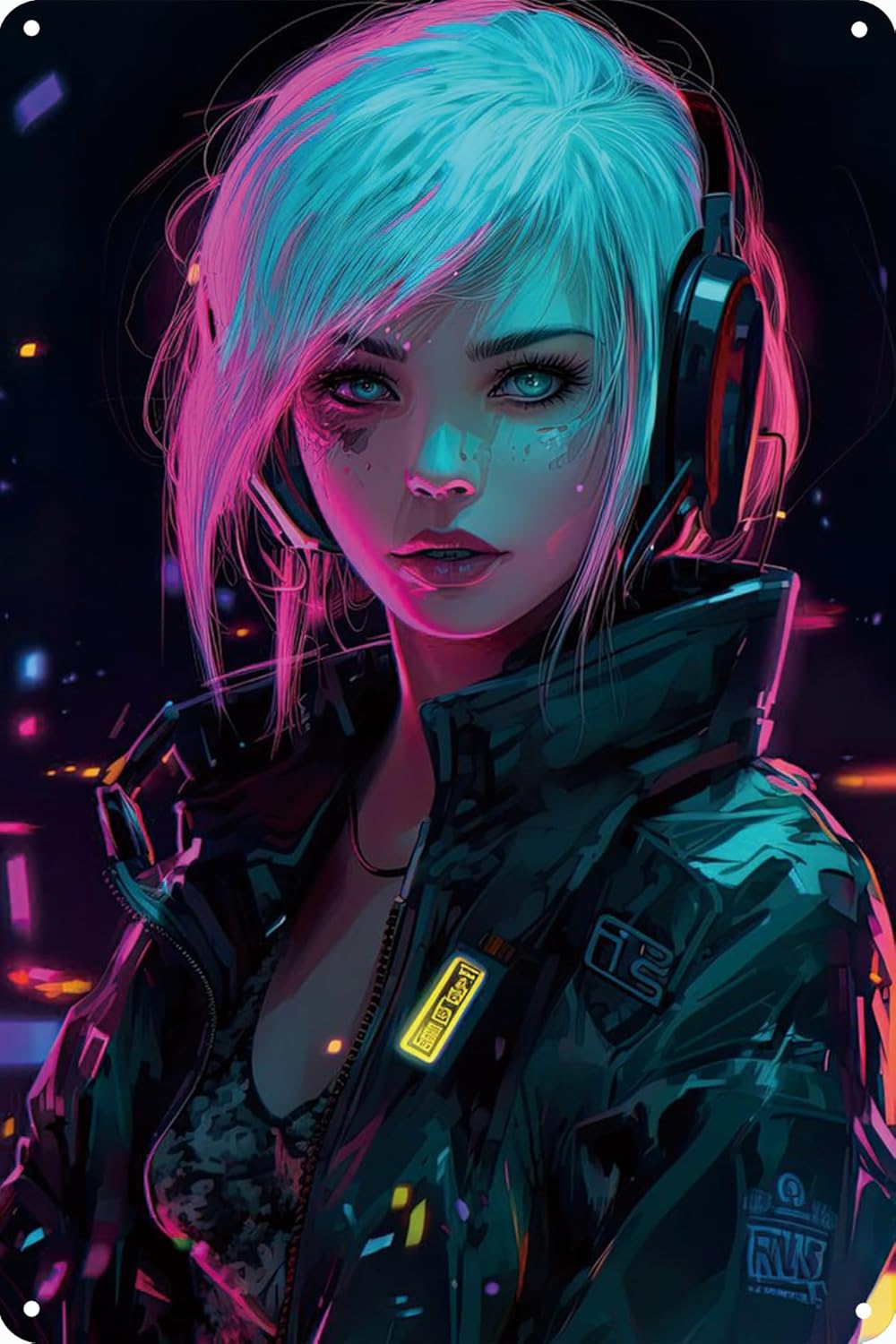 Home Bar And Coffee - Anime Girl Neon Metall Aluminium Poster