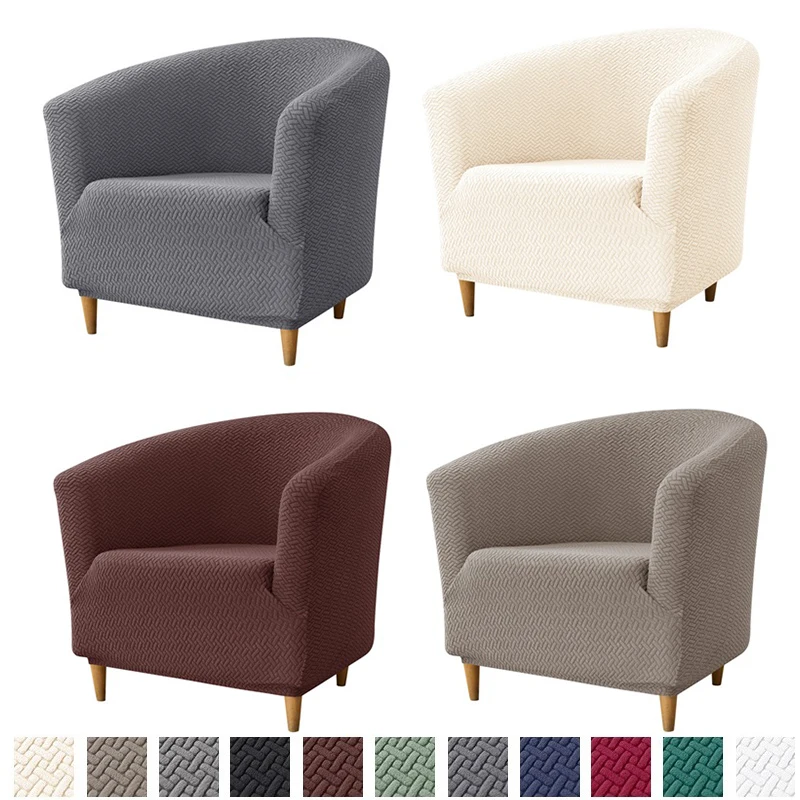 Home Bar Seating - Elastischer Club-Stuhlbezug, Jacquard-Badewannenstühle, Schonbezüge, einfarbig, für
