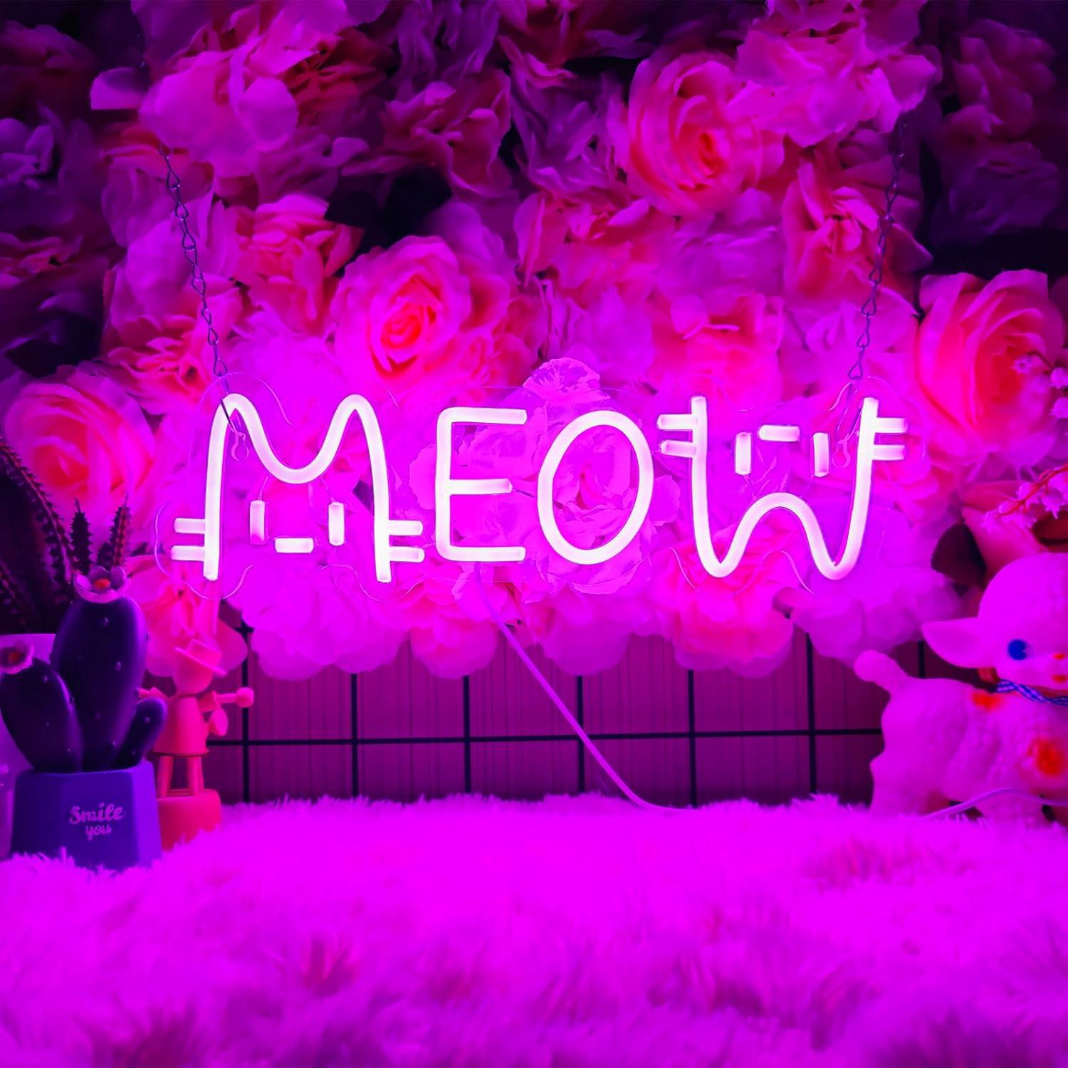 Home Bar And Restaurant - Miau Neon-Schild Katze USB-betriebene dimmbare LED-Neonlichter