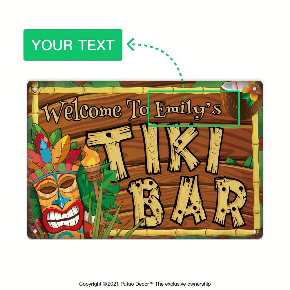 Home Bar And Restaurant - Individuelles Tiki-Bar-Schild, Personalisierter Name, Vintage Outdoor-Wandschild