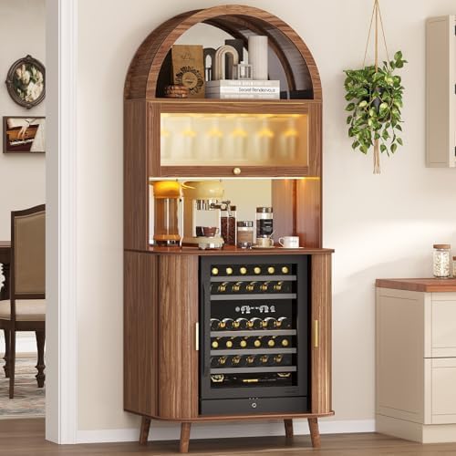 Home Bar And Fridge - Weinbar-Schrank mit Kühlfach, gewölbter Kaffeebar-Schrank mit