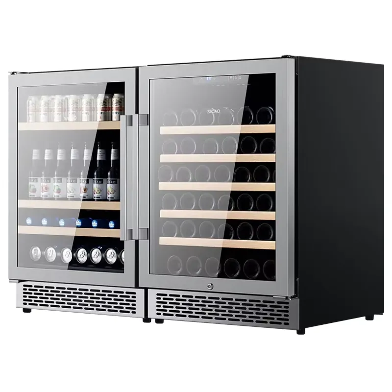 Home Bar And Fridge - SICAO Edelstahl Dual-Zone Weinkühler Unterbau-Getränkekühlschrank Vintage
