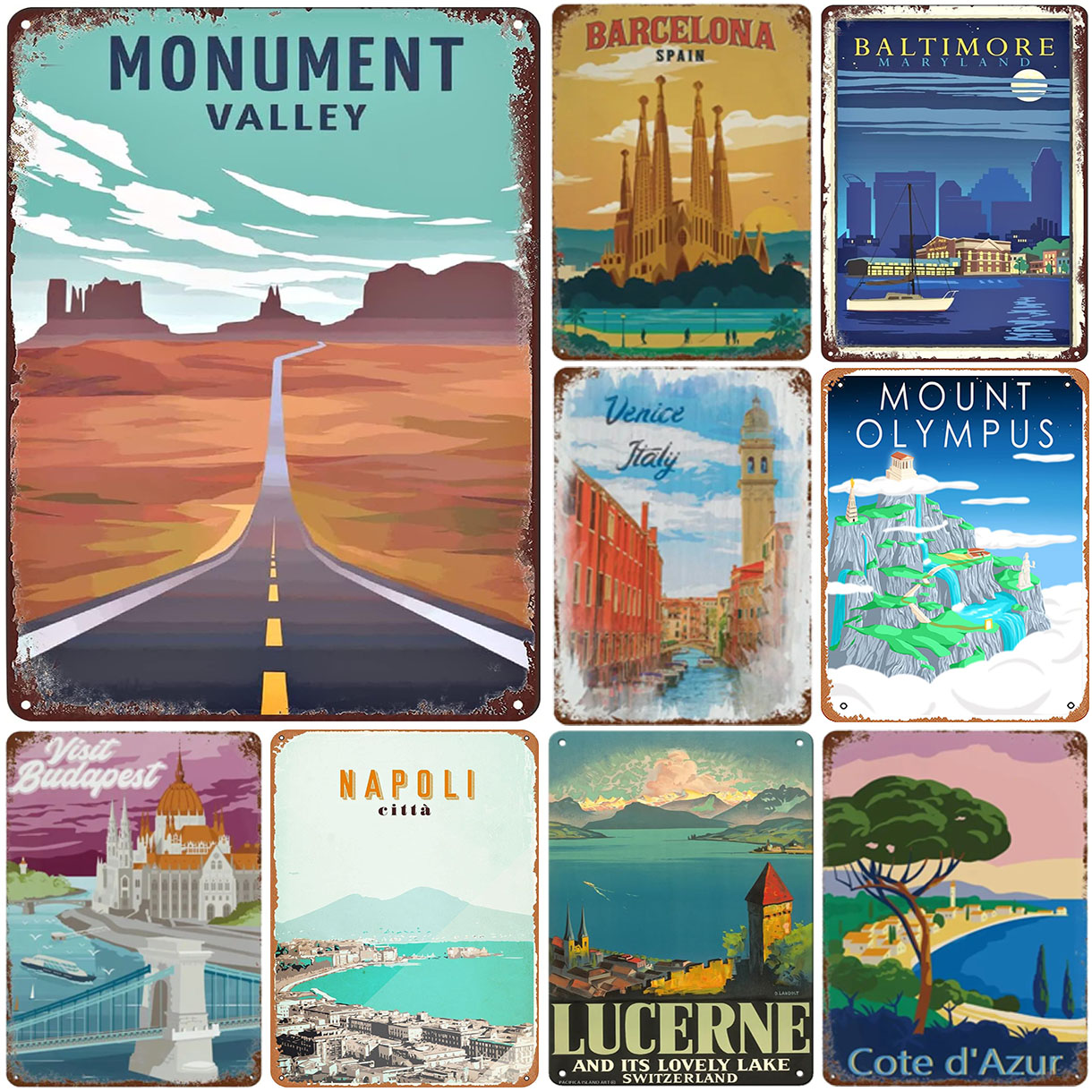 Home Barcelona - Vintage Reise-Metallschild, Retro-Stadtposter, Blechschild für Heim,