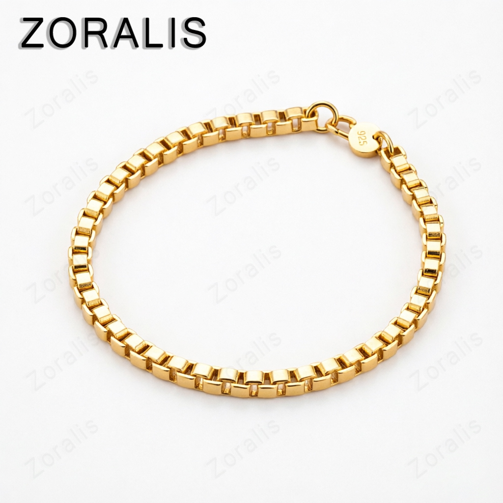 Bar Cart Gold - Exquisites 18K Gold 4mm Box-Kettenarmband für