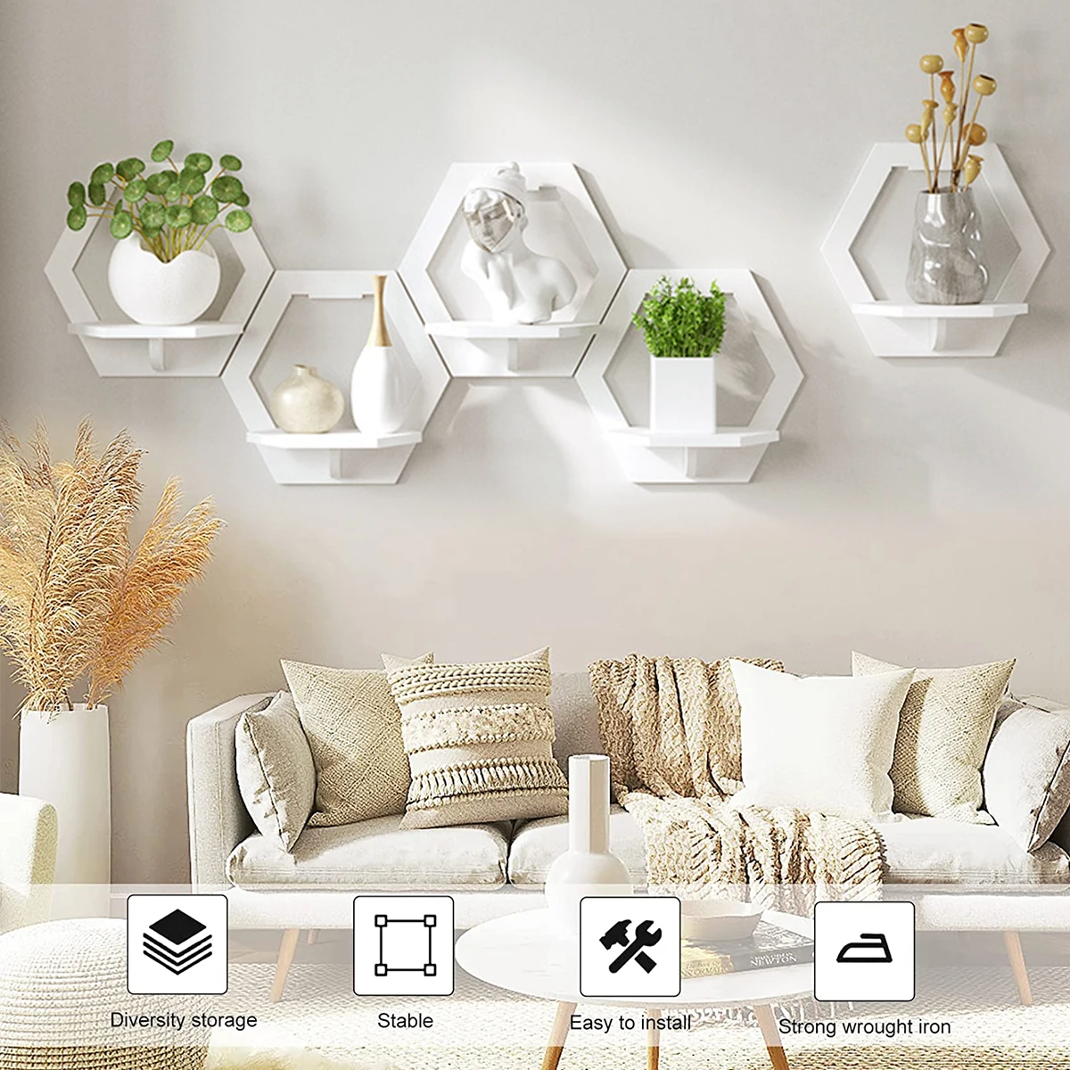 3Pcs Hexagon Wand Regal Schlag – Home Bar Shelf Bewertung und Preis