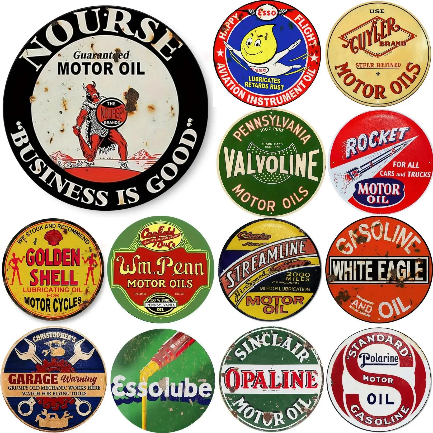 Vintage Motoröl Zeichen Runde  – Home Bar And Restaurant Bewertung und Preis