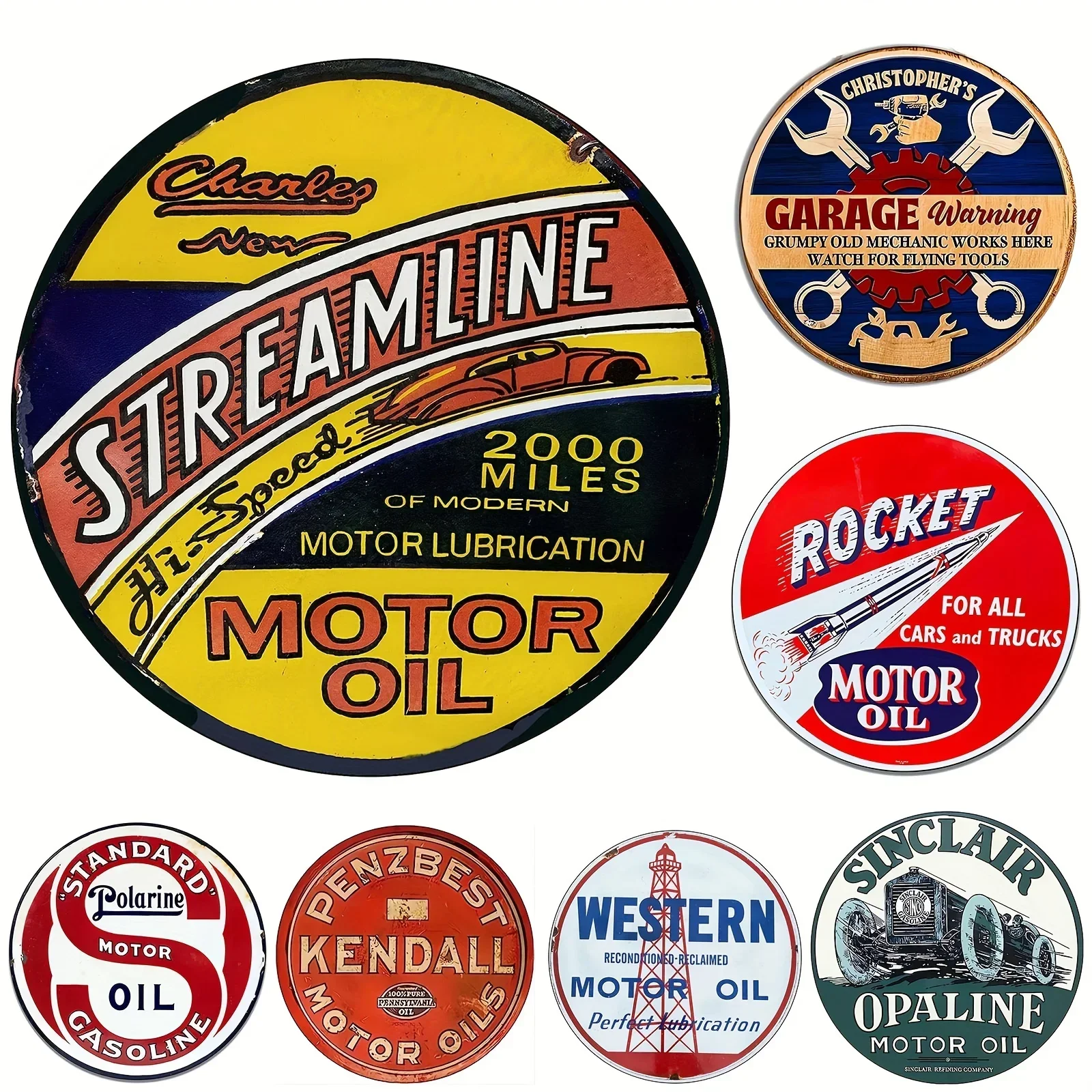 Vintage Motoröl Zeichen Runde  – Home Bar And Restaurant Bewertung und Preis