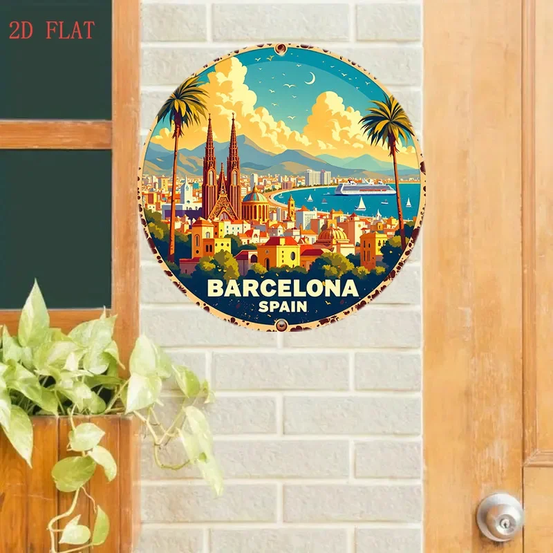 Rundes 8-Zoll-Metallschild mit – Home Barcelona Bewertung und Preis