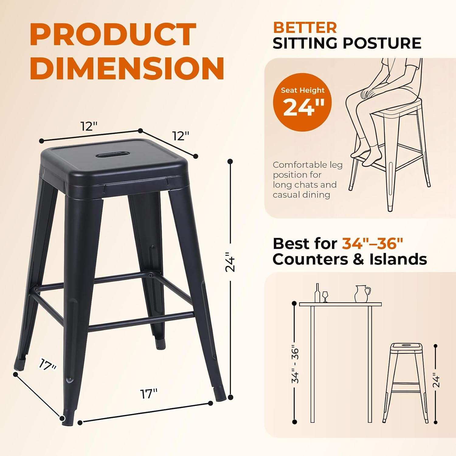 Mitternachtsschwarze Metall-Ba – Home Bar Seating Bewertung und Preis