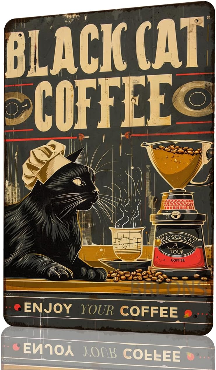 Metall-Blechschild Black Cat C – Home Bar And Coffee Bewertung und Preis