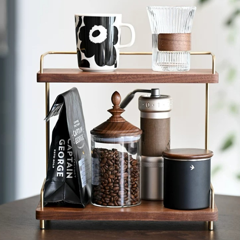 Schwarznuss 2-stöckiger Tassen – Home Bar Shelves Bewertung und Preis