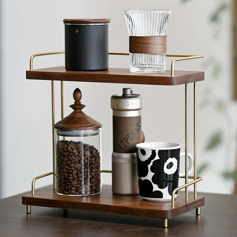Schwarznuss 2-stöckiger Tassen – Home Bar Shelves Bewertung und Preis