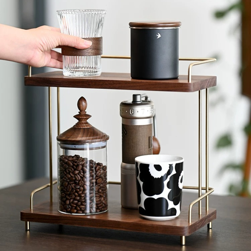 Schwarznuss 2-stöckiger Tassen – Home Bar Shelves Bewertung und Preis