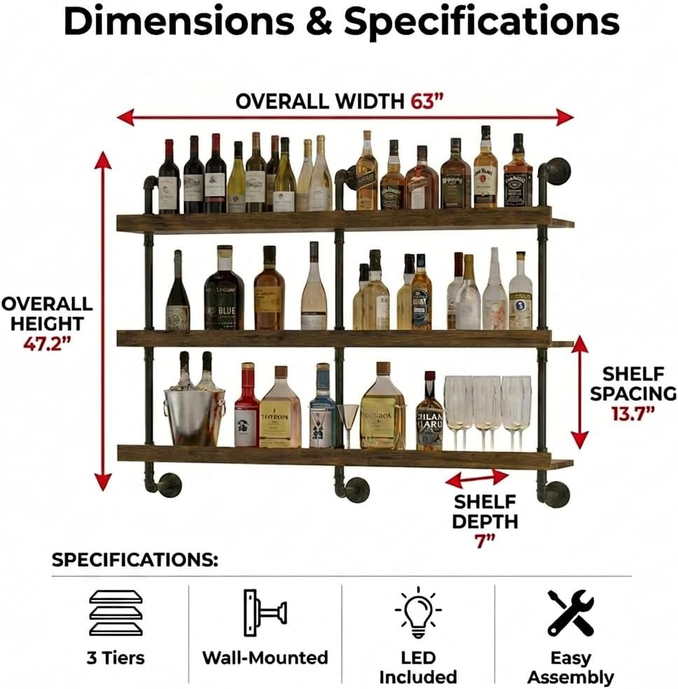 Wandmontiertes Weinregal mit L – Home Bar Shelf Bewertung und Preis